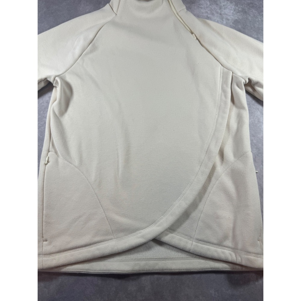 Athleta Girl Cream Fleece Asymmetrical Zip Tulip Hem Sweatshirt XXL 16 - Picture 3 of 7